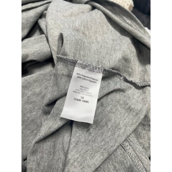 Holiday Time 1X Gray Long Sleeve T-Shirt With Plaid & Leopard Christmas Trees - Picture 6 of 6